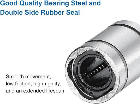 uxcell 4Pcs LM5UU Linear Bearing 5mm Bore 10mm OD 15mm Length Linear Ball Bearings Double Side Rubber Sealed Bearing Steel for CNC Machine 3D Printer Food Packaging Machine in Saudi Arabia