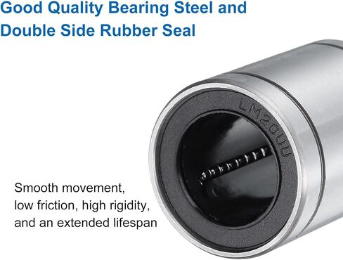 uxcell 4Pcs LM5UU Linear Bearing 5mm Bore 10mm OD 15mm Length Linear Ball Bearings Double Side Rubber Sealed Bearing Steel for CNC Machine 3D Printer Food Packaging Machine in Saudi Arabia