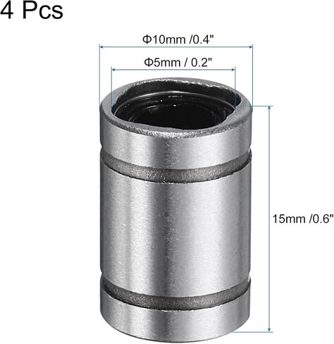 uxcell 4Pcs LM5UU Linear Bearing 5mm Bore 10mm OD 15mm Length Linear Ball Bearings Double Side Rubber Sealed Bearing Steel for CNC Machine 3D Printer Food Packaging Machine in Saudi Arabia