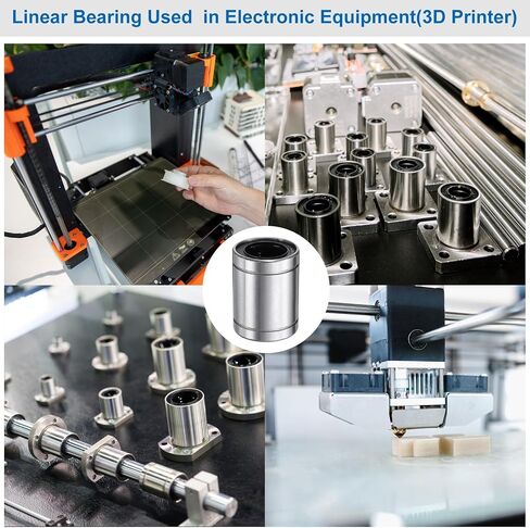 uxcell 4Pcs LM5UU Linear Bearing 5mm Bore 10mm OD 15mm Length Linear Ball Bearings Double Side Rubber Sealed Bearing Steel for CNC Machine 3D Printer Food Packaging Machine in Saudi Arabia