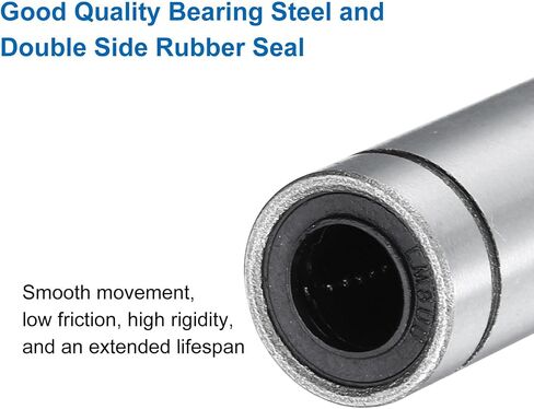 uxcell 4Pcs LM5UU Linear Bearing 5mm Bore 10mm OD 15mm Length Linear Ball Bearings Double Side Rubber Sealed Bearing Steel for CNC Machine 3D Printer Food Packaging Machine in Saudi Arabia