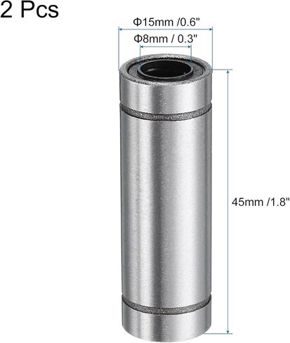 uxcell 4Pcs LM5UU Linear Bearing 5mm Bore 10mm OD 15mm Length Linear Ball Bearings Double Side Rubber Sealed Bearing Steel for CNC Machine 3D Printer Food Packaging Machine in Saudi Arabia