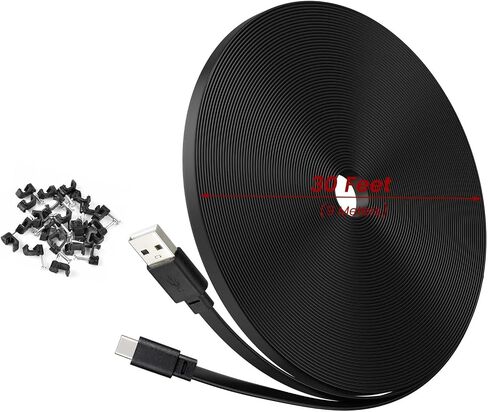 weishan 30ft USB C Power Extension Cable Compatible with Ring Pan-Tilt Indoor Cam 2024 Release Security Camera - 9m Type-C Long Flat Charging Cord, White in Saudi Arabia