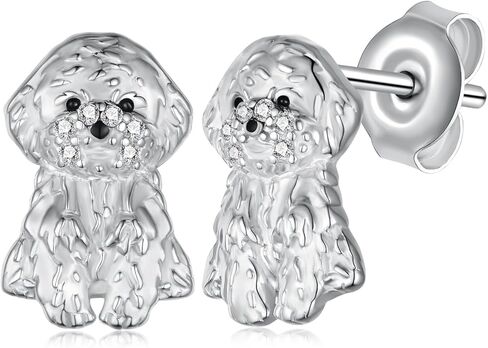 Poodle Earrings 925 Sterling Silver Poodle Stud Earrings Cute Animal Dog Jewelry Gifts for Women Girls in Kuwait