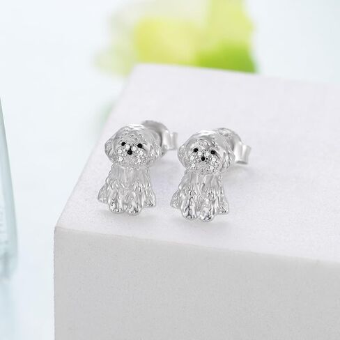 Poodle Earrings 925 Sterling Silver Poodle Stud Earrings Cute Animal Dog Jewelry Gifts for Women Girls in Kuwait