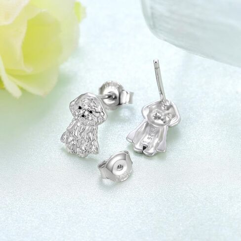 Poodle Earrings 925 Sterling Silver Poodle Stud Earrings Cute Animal Dog Jewelry Gifts for Women Girls in Kuwait