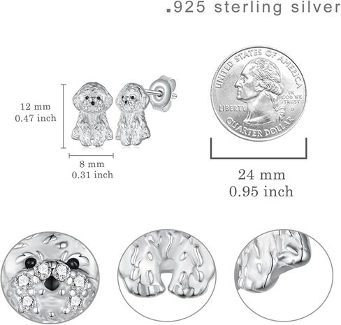 Poodle Earrings 925 Sterling Silver Poodle Stud Earrings Cute Animal Dog Jewelry Gifts for Women Girls in Kuwait