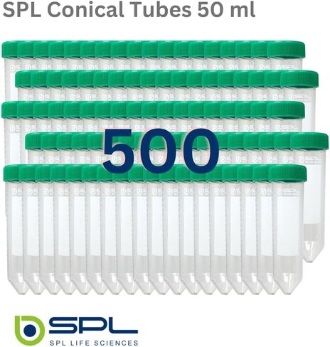 SPL 50 مل أنبوب الطرد المركزي المخروطي غطاء لولبي من البولي بروبيلين، معقم غير حراري، غير سام للخلايا، DNase/RNase - خالٍ من الحمض النووي البشري - أكياس قابلة للإغلاق مجانًا (25 أنبوبًا) in Kuwait