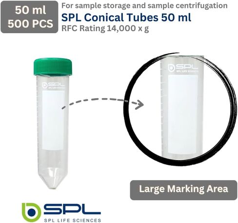 SPL 50 مل أنبوب الطرد المركزي المخروطي غطاء لولبي من البولي بروبيلين، معقم غير حراري، غير سام للخلايا، DNase/RNase - خالٍ من الحمض النووي البشري - أكياس قابلة للإغلاق مجانًا (25 أنبوبًا) in Kuwait