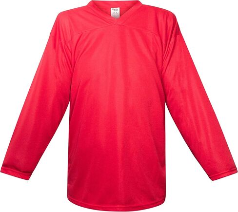 Troy DJ80 Series Ice Hockey Practice Jersey | Senior | Solid Color | Blank | Plain | Men | Mesh | Lightweight (Senior Goalie, Red) in Saudi Arabia
