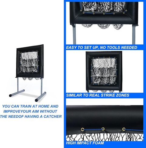 Pitching Net with Strike Zone, Pitching Target, Baseball Pitching Net with 9 Hole Strike Zone, Portable Baseball Softball Pitching Target for Youth and Adult with Carry Bag in Saudi Arabia