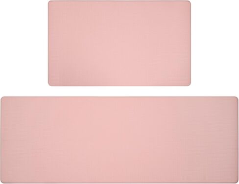 Lyeasw Grey Kitchen Mats 2 Pcs, Non-Slip Waterproof PVC Kitchen Rug Mat Set, Cushioned Anti Fatigue Kitchen Mats for Floor, Sink, 17"x47"+17"x29" in Kuwait