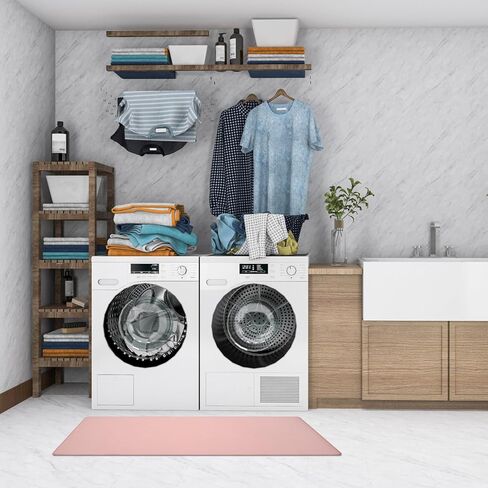 Lyeasw Grey Kitchen Mats 2 Pcs, Non-Slip Waterproof PVC Kitchen Rug Mat Set, Cushioned Anti Fatigue Kitchen Mats for Floor, Sink, 17"x47"+17"x29" in Kuwait