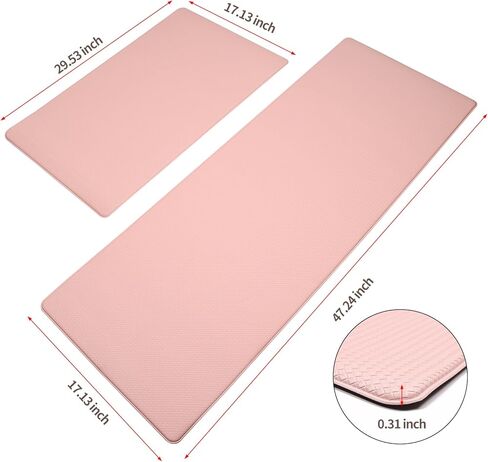 Lyeasw Grey Kitchen Mats 2 Pcs, Non-Slip Waterproof PVC Kitchen Rug Mat Set, Cushioned Anti Fatigue Kitchen Mats for Floor, Sink, 17"x47"+17"x29" in Kuwait