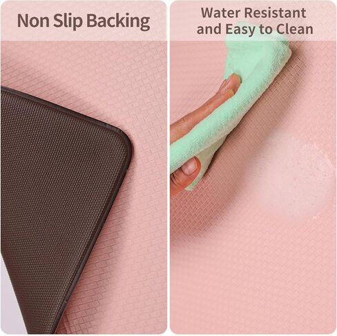 Lyeasw Grey Kitchen Mats 2 Pcs, Non-Slip Waterproof PVC Kitchen Rug Mat Set, Cushioned Anti Fatigue Kitchen Mats for Floor, Sink, 17"x47"+17"x29" in Kuwait