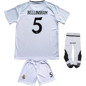 Madrid Bellingham #5 2024/2025 Home Kids Soccer Jersey/Shorts/Socks Gift Set Youth Sizes