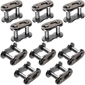 10 Pcs #50 Roller Chain Connecting Links, Heavy Duty Steel Master Connector Link for Agricultural Machines, Motorcycles, Mini Bike