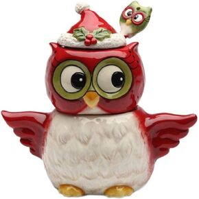 Cosmos Gifts Owl Sugar and Creamer, 5 3/4 X 2 7/8 X 5 3/8"H, Red, White, Black, Green
