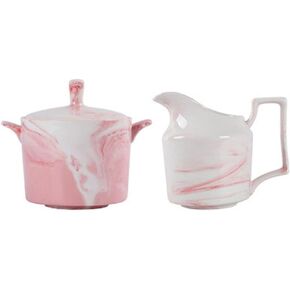 Marbling Ceramic Milk Jug Sugar Bowl, Coffee Serving Set, Creamer Pitcher and Sugar Bowl Set