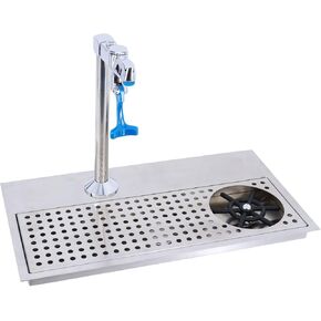 MP2MINGPIN Pitcher Rinser Set With Tow Water Pipes Bar Glass Washer Bottle Rinser with Drain and Drip Tray for Bar Coffee Shop Home Kitchen (rinser calibre 114MM)