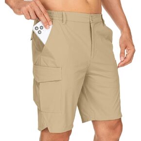 Mens Hiking Cargo Shorts Lightweight Quick Dry Water Resistant for Golf Fishing Summer Travel Casual with 9 Pockets