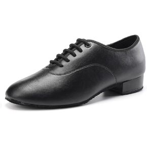 SWDZM Men Latin Dance Shoes Leather Lace-up Salsa Tango Ballroom Modern Professional Performance Practice Dance Shoes,Model 707B