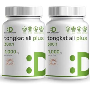 2 Pack Tongkat Ali Extract 300:1 with Horny Goat Weed 1,100mg, 480* Capsules – Indonesian Longjack Eurycoma Longifolia Root – Extra Strength Herbal Supplement for Energy