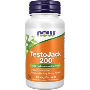 NOW Foods Supplements, TestoJack™ 200 with Tongkat Ali, Tribulus, Maca and Horny Goat Weed, 60 Veg Capsules