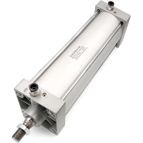 Baomain Pneumatic Air Cylinder SC 100 x 450 PT1/2; Bore: 4", Stroke: 18"; Screwed Piston Rod Dual Action with 4 Fittings