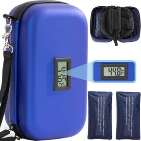 24-Hour Insulin Cooler Travel Case, TSA Approved Medication Diabetic Cooler for Daily Life Trip with Thermometer, Insulin Cooler Keep Medicine Cool While Traveling, 2 Ice Packs