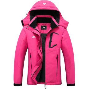 MOERDENG Women's Ski Jacket Waterproof Winter Coat Hooded Snowboarding Jacket Warm Winter Jacket