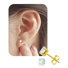 Opal Stud Earrings Hypoallergenic Earrings Studs Surgical Steel Earrings Tragus/Cartilage/Conch/Helix-Dainty Piercing Stud Earrings For Women Men Girls Jewelry Gifts（5mm)