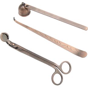 Wick Trimmer and Snuffer Set, 3 in 1Candle Wick Trimmer set, Red Copper, Include Candle Snuffer, Candle Wick Trimmer, Candle Wick Dipper, with Long Handle, Best Gift Choice for Dining Room