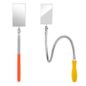 Telescoping Inspection Mirror, Flexible Square Inspection Mirror 360 Swivel with Extended Handle & Bendable Square Mirror for Extra Viewing Dead Angle, Line of Sight Obstacle Area Mechanic Gifts