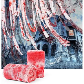 JXITON Creepy Blood Cloth 984x3 In Blood Cloth Hanging Stripe Drape for Halloween Porch Doorways Yard Indoor and Outdoor Party Home Decoration