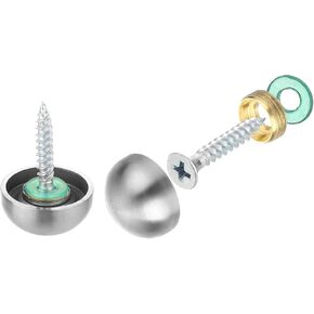 uxcell 20 Set Mirror Screws with Caps, 20mm 304 Stainless Steel Decorative Cover Nails for Wall Mirror Mounting Sign Advertising Hardware, Black