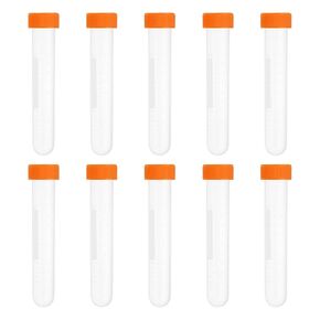 PATIKIL 10ML Plastic Centrifuge Tubes, 50 Pcs Round Bottom Centrifuge Tube with Blue Screw Caps and Graduated Marks Writing Area for Laboratory Liquid