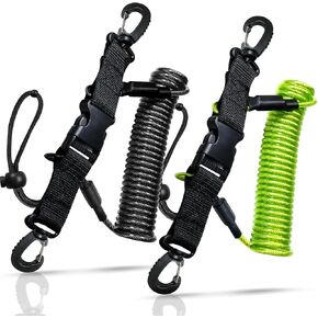Scuba Diving Lanyard, Heavy Duty Stainless Steel Spring Coiled Lanyard - 2 Pack