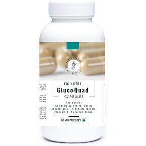 FiG Nutra ‘GlucoQuad’ Capsules | Herbal Blood Sugar Support Supplement | Gymnema, Fenugreek, Cassia, Syzygium Blend | 60 Veg Capsules