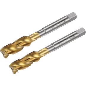 uxcell 2pcs Spiral Flute Thread Taps, Metric M10 x 1 H2 Screw Threading Tap, Titanium Coated M2 High Speed Steel Machine Tapping Tools for Machinist Repair