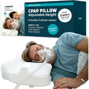 Lunderg CPAP Pillow for Side Sleepers - Includes 2 Pillowcases - Adjustable Memory Foam Pillow for Sleeping on Your Side, Back & Stomach - Reduce Air Leaks & Mask Pressure for a Better Sleep