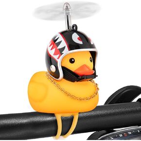 wonuu Bike Bell Squeeze Rubber Ducks with Helmet for Car Dashboard Decoration Duck Motorcycle Bicycle Cycling Accessories, Shark-Glasses