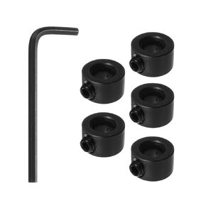 HARFINGTON 5pcs 6mm Drill Stop Collar Set Depth Stop, Adjustable High Speed Steel Drilling Limit Ring, Anodizing Surface Dowel Shaft Chuck Positioner with Hex Wrench Black