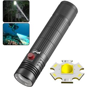 Scuba Diving Flashlight,Super Bright Dive Light Max 500000 Lumens 100m Underwater Dive Flashlight for Diving IPX8 Waterproof Submersible Flashlights with Rechargeable Battery & USB Charger
