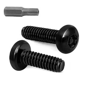 M6 x 12mm Button Head Torx Drive Machine Screws, Security Screws Anti Theft Tamper Proof, 304 Stainless Steel 18-8, Black Finish, 25 PCS