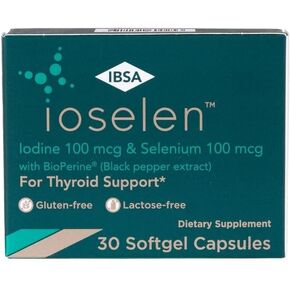Ioselen - Thyroid Support Supplement – 100 mcg Selenium, 100 mcg Iodine, 5mg BioPerine - 30 Soft-Gel Caps for Increased Bioavailability and Absorption - Gluten-Free, Lactose-Free, Sugar-Free, Non-GMO