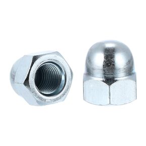 uxcell M10x1.25 Acorn Cap Nuts, 5Pcs Carbon Steel Dome Cap Head Acorn Nut Hardware Nuts for Bolt Cover Chrome Finish, Silvery