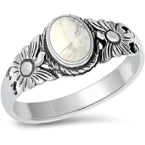 CHOOSE YOUR COLOR Sterling Silver Flower Ring