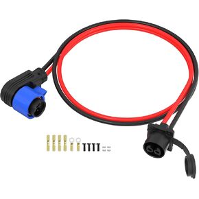 Trolling Motor Plug and Receptacle Set, 30 Inch 50A IP67 Waterproof Marine Boat Quick Connect Male & Female 12/24/36/48V Trolling Motor Connector, 10 AWG 2-Wire
