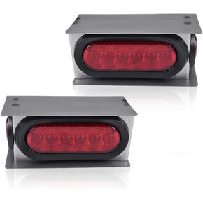 ALLGOOD Clear Tail Lights Steel Boxes Housing w/6Inch Oval LED Trailer Tail Lamp 2 Inch Round Marker Lights 2Pcs